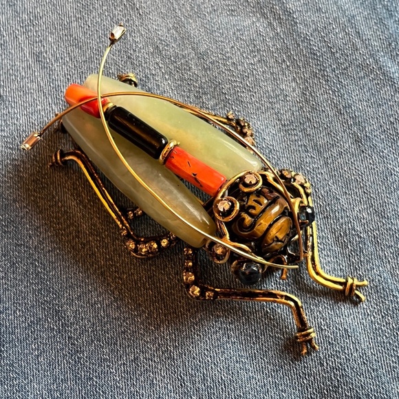 IRADJ MOINI Vintage Large Beetle Bug Insect Brooch Pin Costume Designer Jewelry - Picture 11 of 11